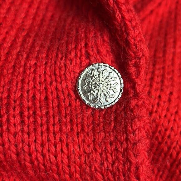 BEREK Vintage Hand Knit in Uruguay Christmas Holiday Red Wool Button Down Vest - Picture 12 of 15